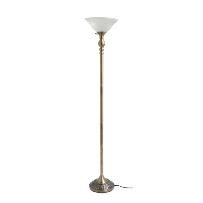 1 Light Torchiere Floor Lamp With Marbleized Glass Shade Antique Brass - Elegant Designs 8 1 Light Torchiere Floor Lamp With Marbleized Glass Shade Antique Brass - Elegant Designs - Image 8