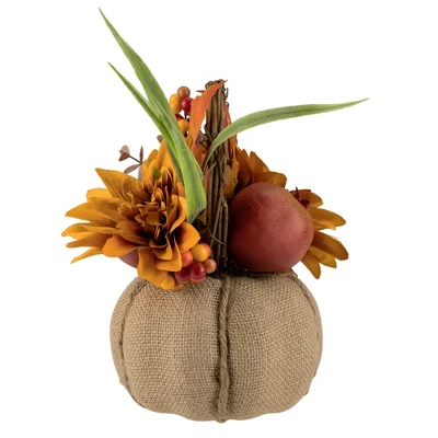 Northlight 9" Mixed Autumn Harvest Flora In A Pumpkin Basket Decoration 2 Northlight 9" Mixed Autumn Harvest Flora In A Pumpkin Basket Decoration - Image 2