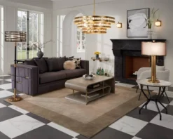 Possini Euro Design Granview Modern Table Lamp 32 1/2" Tall Brass Column Taupe Organza Outer Off White Linen Inner Drum Shade For Bedroom Living Room -Home Decoration Sale GUEST f00dc396 7e97 4d21 bd9b 465361d7213e