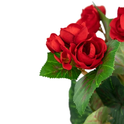 Northlight 11" Red Potted Silk Begonia Spring Artificial Floral Arrangement 3 Northlight 11" Red Potted Silk Begonia Spring Artificial Floral Arrangement - Image 3