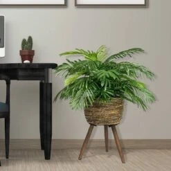 30" X 18" Artificial Phoenix Palm Plant In Basket Stand - LCG Florals -Home Decoration Sale GUEST f196f881 c773 4c16 bd0b 748dd54076ce