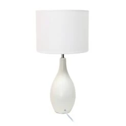 18.11" Traditional Standard Ceramic Dewdrop Table Desk Lamp With Matching Fabric Shade Off-White - Creekwood Home -Home Decoration Sale GUEST f2ab8e61 8d8f 44f9 b878 6122b076d5a7