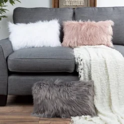 12"x20" Oversize Faux Fur Lumbar Throw Pillow - Hastings Home -Home Decoration Sale GUEST f2fd70e6 a5aa 494e b465 2f3b5485cd4a