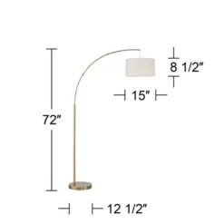 360 Lighting Cora Modern Arc Floor Lamp Standing 72" Tall Brass Metal White Linen Drum Shade Decor For Living Room Reading Bedroom Office House Home -Home Decoration Sale GUEST f30622a4 7f20 487f 843d c7873bd8ec4b