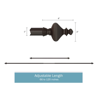 Hastings Home 1 Inch Curtain Rod With Finials (Bronze) 1 Hastings Home 1 Inch Curtain Rod With Finials (Bronze)