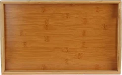 Bamboo Serving Tray With Handles - Serving Platters Great For Tea Tray, Dinner - Wooden Tray With Handles - Coffee Table Tray For Breakfast HomeItUsa