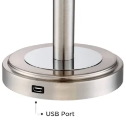 360 Lighting Camile Modern Table Lamps 25" High Set Of 2 Brushed Nickel With Table Top Dimmers USB Charging Port Off White Drum Shade For Office Desk -Home Decoration Sale GUEST f436b9cc 0a81 48d9 8178 4c9b9dea41c3