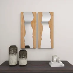 Contemporary Wood Wall Mirror Set Of 2 Brown - Olivia & May -Home Decoration Sale GUEST f705b464 6515 49db 8f8a e5de4e2227ea