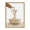 18" X 24" Sylvie Mother Baby Giraffe Tub Framed Canvas By Amy Peterson Natural - Kate & Laurel All Things Decor