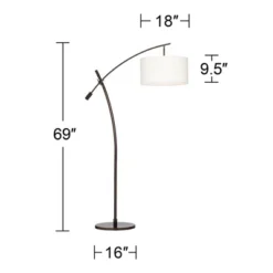 Possini Euro Design Raymond Modern Arc Floor Lamp 69" Tall Bronze Adjustable Boom Arm Off White Linen Drum Shade For Living Room Reading Bedroom Home -Home Decoration Sale GUEST f8d1ddfd 9e9d 42b6 8af3 0dc6b47bd538