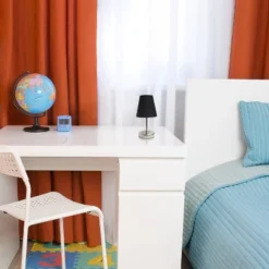 10.5" Petite Metal Stick Bedside Table Desk Lamp In Sand Nickel With Fabric Shade Black - Creekwood Home -Home Decoration Sale GUEST f9522480 6b00 4042 abce fad880e588e5