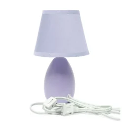 9.45" 2pk Petite Ceramic Oblong Bedside Table Desk Lamps With Matching Tapered Drum Shade Purple - Creekwood Home -Home Decoration Sale GUEST f954ed68 61b1 4693 a499 bc3676d37f06