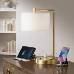 360 Lighting Colby Antique Gold Desk Lamps With Outlet And USB Port Set Of 2 -Home Decoration Sale GUEST fb9fc1fe 388f 44d7 825c 6da7e7393c29