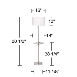 360 Lighting Caper Modern Floor Lamps With Tray Table 60 1/2" Tall Set Of 2 Brushed Nickel USB And Outlet Off White Fabric Drum Shade For Living Room -Home Decoration Sale GUEST fdfcc0be ef16 4d5d 8ecd d75701119c50
