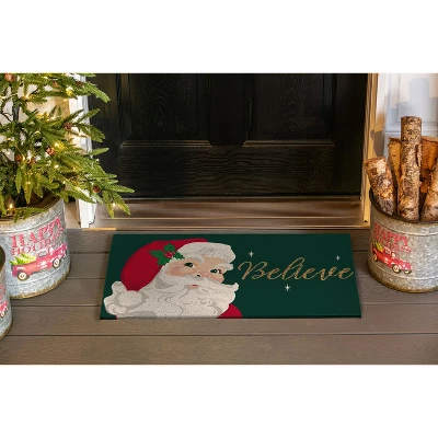 Evergreen Santa Believe Indoor Outdoor Natural Coir Doormat 1'4"x2'4" Green 1 Evergreen Santa Believe Indoor Outdoor Natural Coir Doormat 1'4"x2'4" Green