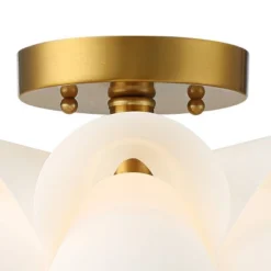 Possini Euro Design Modern Ceiling Light Semi Flush Mount Fixture White Flower Gold Metal 15 3/4" Wide Living Room Bedroom Kitchen -Home Decoration Sale GUEST fef6218a 716d 4463 96b6 83ff662f8639