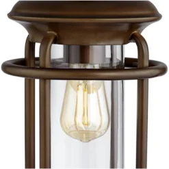 Franklin Iron Works Andreas Industrial Table Lamp 26" High Brown Metal With Nightlight LED And USB Charging Port Oatmeal Shade For Living Room Desk -Home Decoration Sale GUEST ff266ca9 dba5 4542 8acd 1d5d696cd6f5