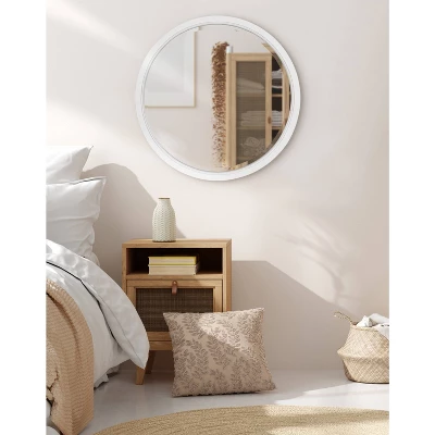 24" X 24" Hogan Round Framed Decorative Wall Mirror White - Kate & Laurel All Things Decor 4 24" X 24" Hogan Round Framed Decorative Wall Mirror White - Kate & Laurel All Things Decor - Image 4
