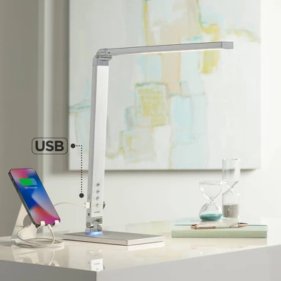 360 Lighting Jett Modern Desk Lamp 16 1/2" High Silver With USB Port And Nightlight LED Dimmer Touch On Off For Bedroom Bedside Nightstand Family Home 1 360 Lighting Jett Modern Desk Lamp 16 1/2" High Silver With USB Port And Nightlight LED Dimmer Touch On Off For Bedroom Bedside Nightstand Family Home