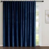 Home Boutique Prima Velvet Solid Light Filtering Back Tab/Rod Pocket Window Curtain Panel Navy Single 114x84
